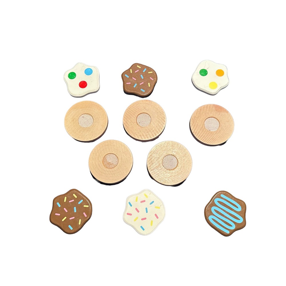 Wooden‎ Slice and Bake Cookie Set Play Food Mix and Match Frosting 12 Pieces
